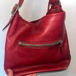 Coach Red Leather Hobo Bag